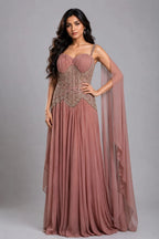 peach western dress