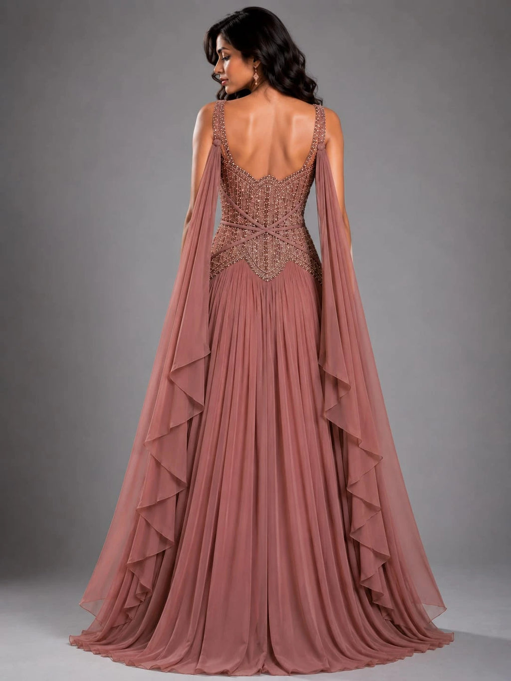 peach western dress