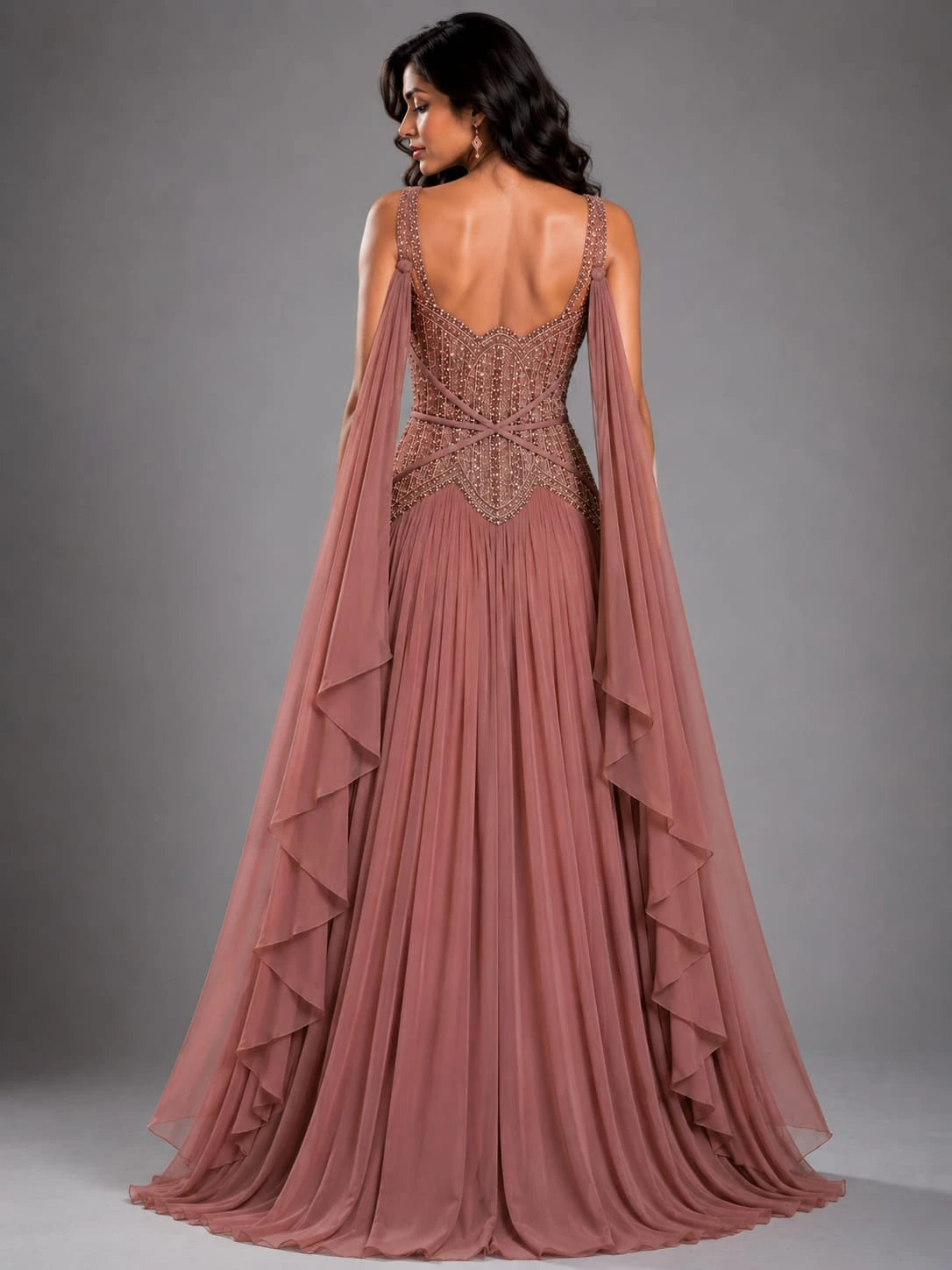 peach western dress