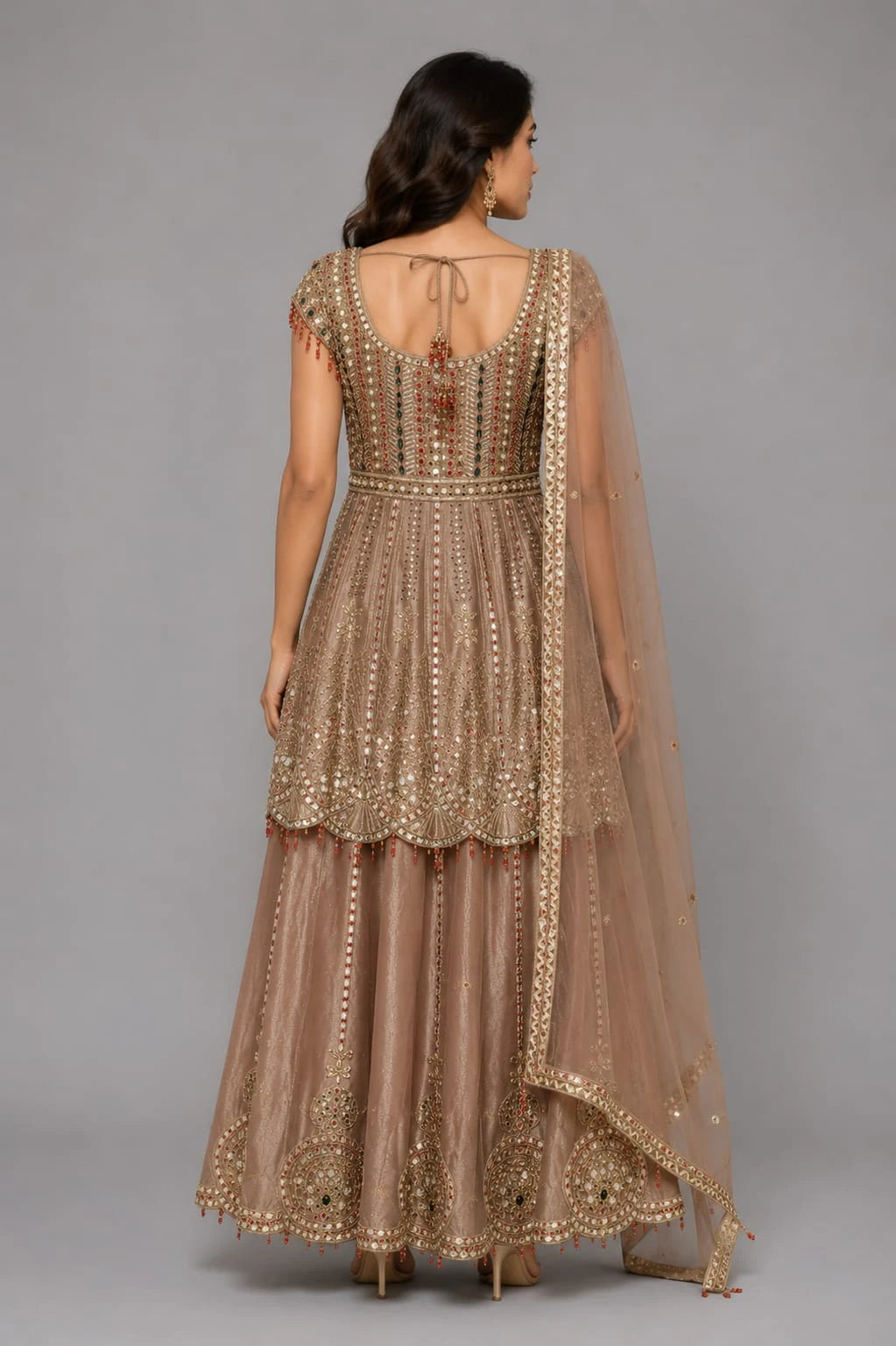 copper peplum sharara set
