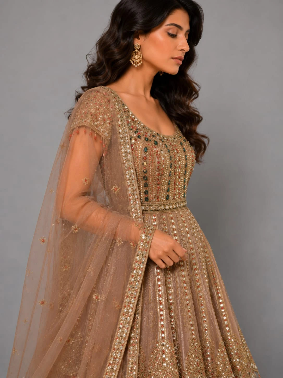 copper peplum sharara set
