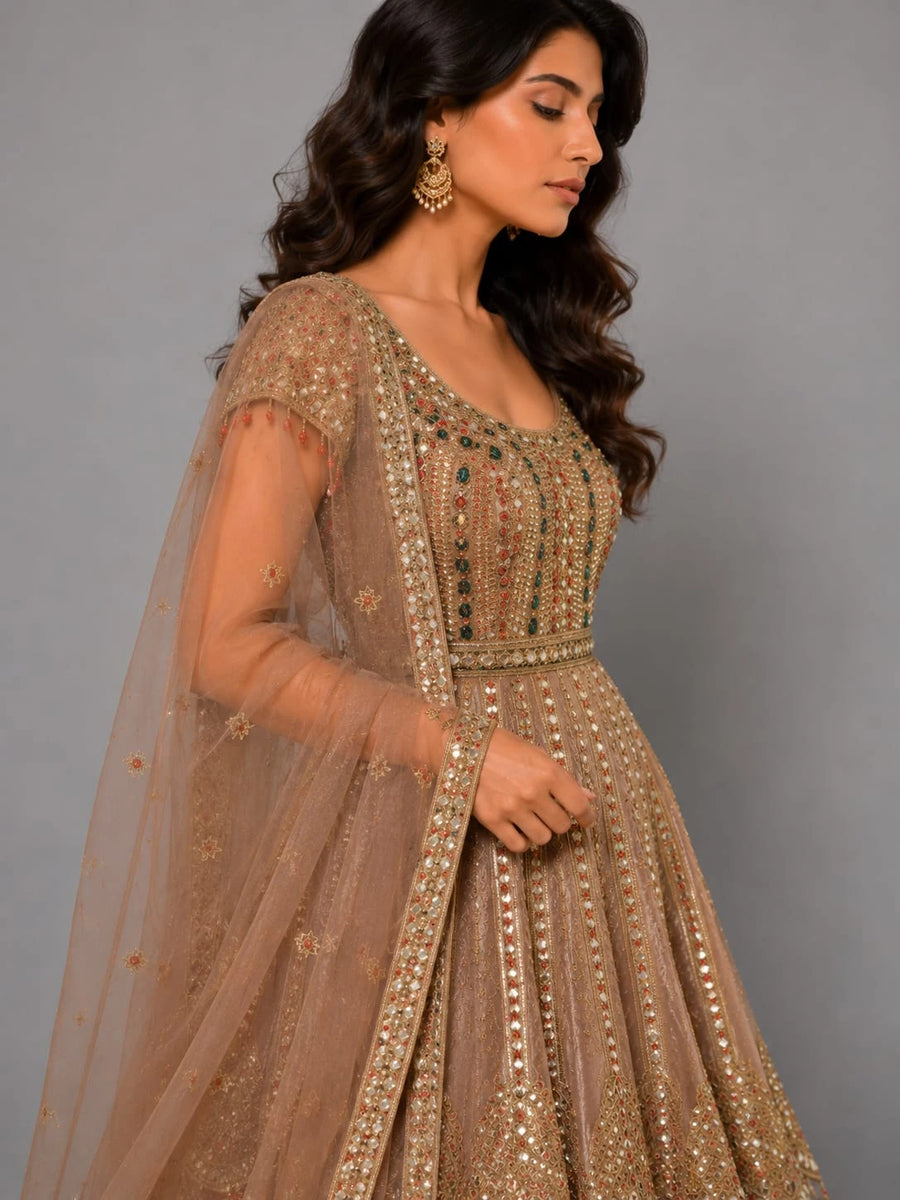 copper peplum sharara set