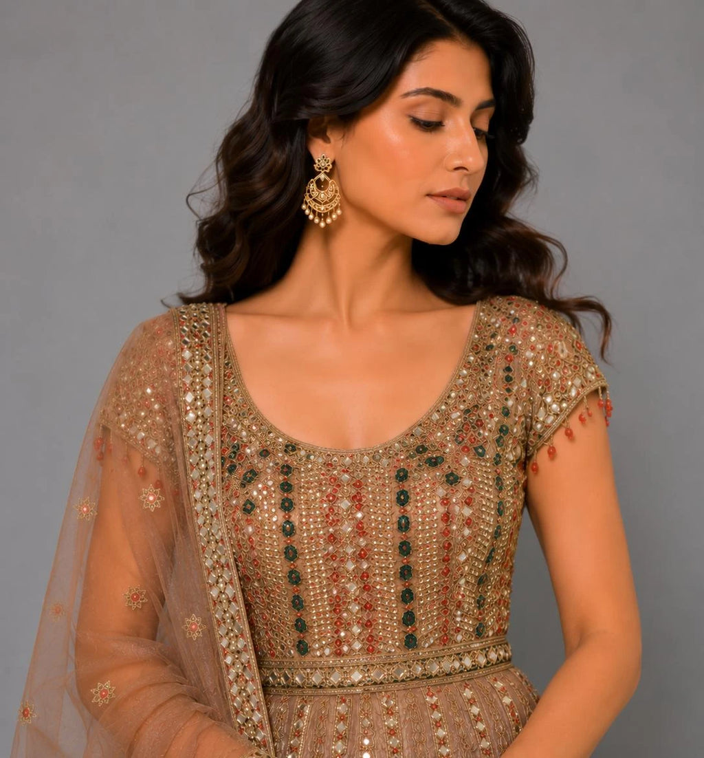 copper peplum sharara set