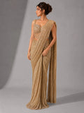gold pre draped saree