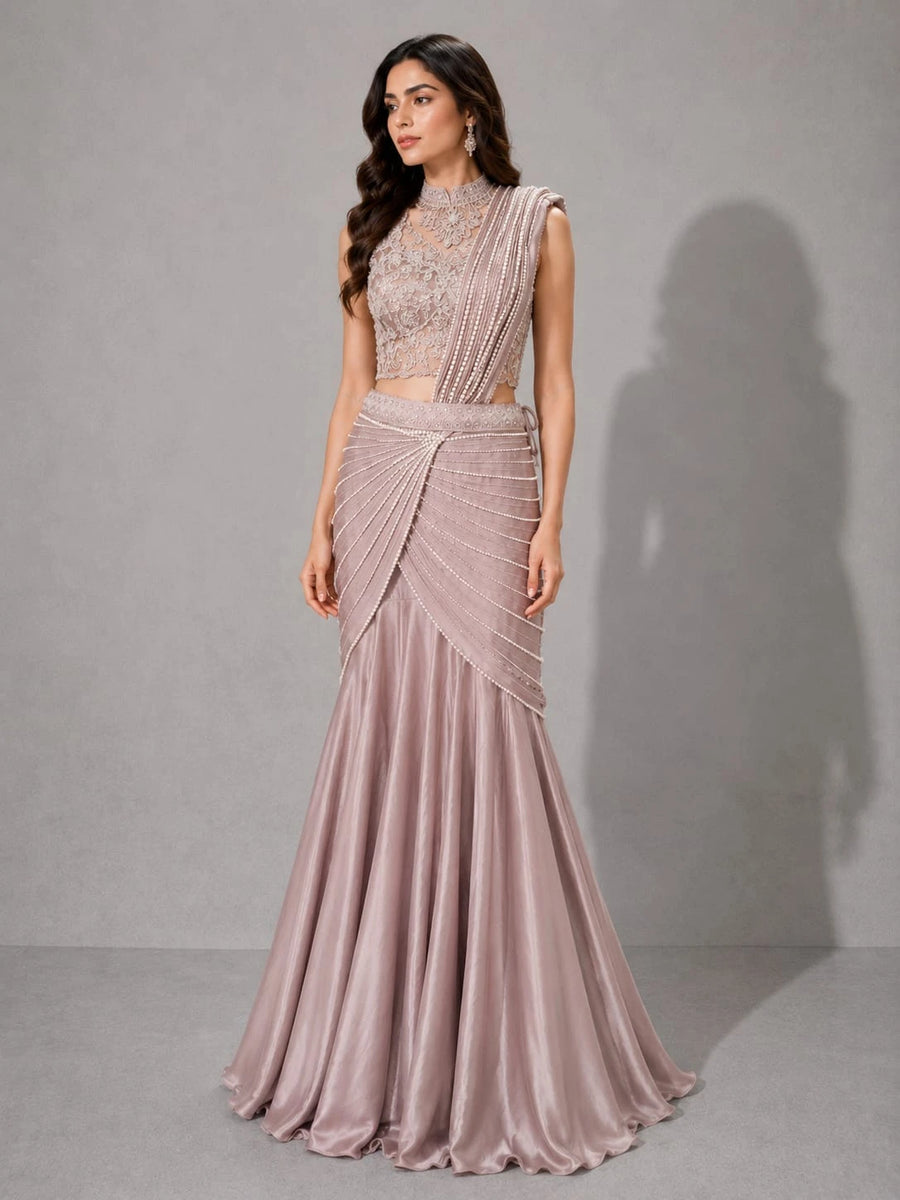 designer mauve lehenga