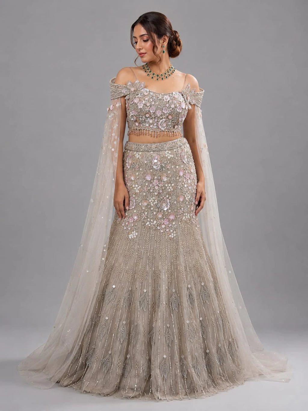 pista green lehenga