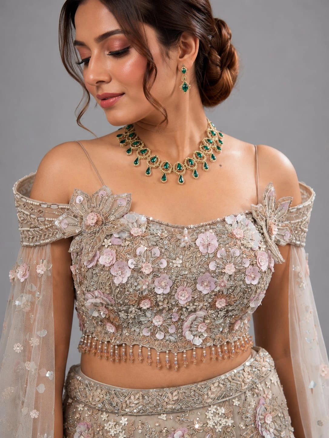 pista green lehenga