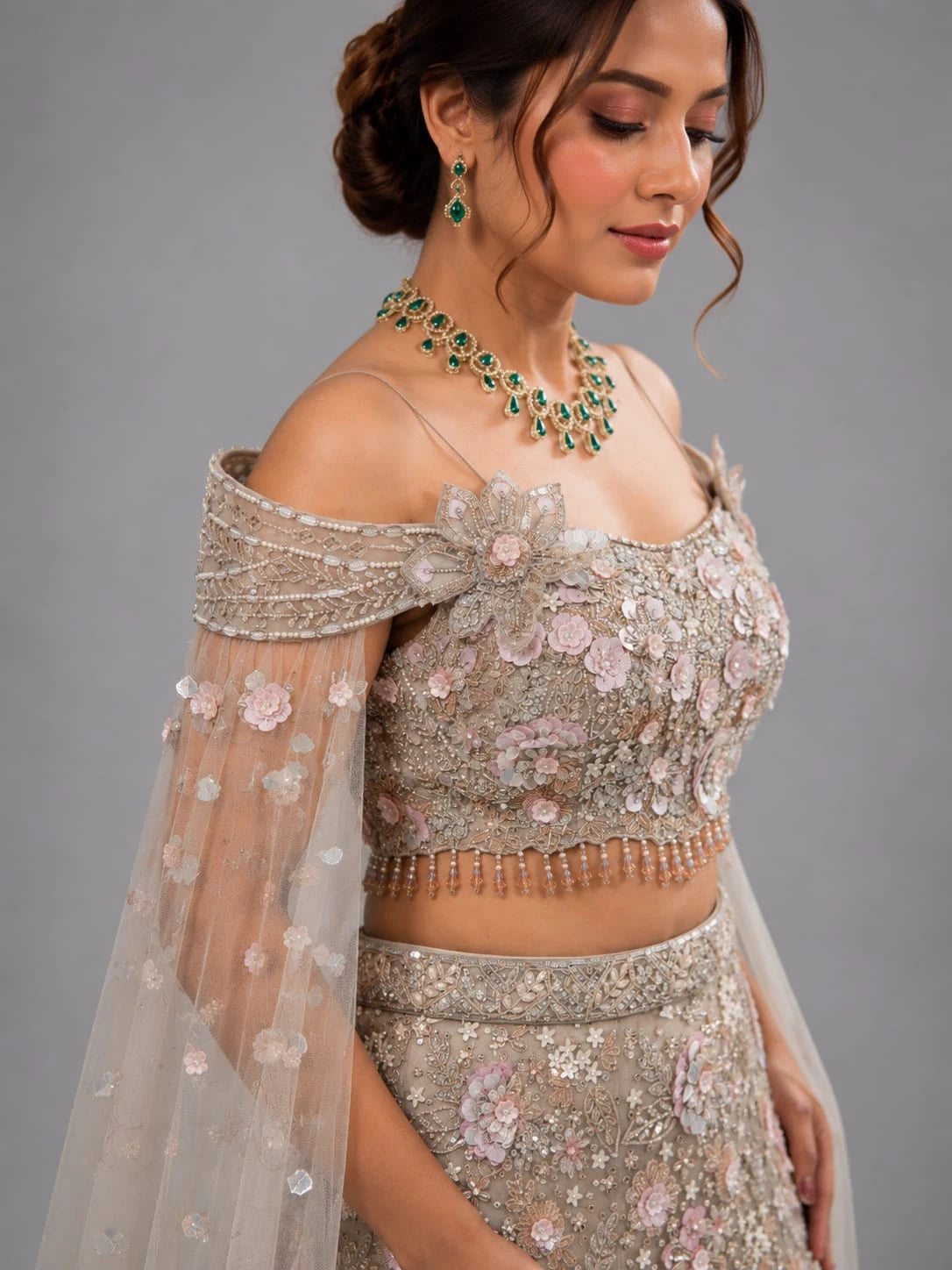 pista green lehenga