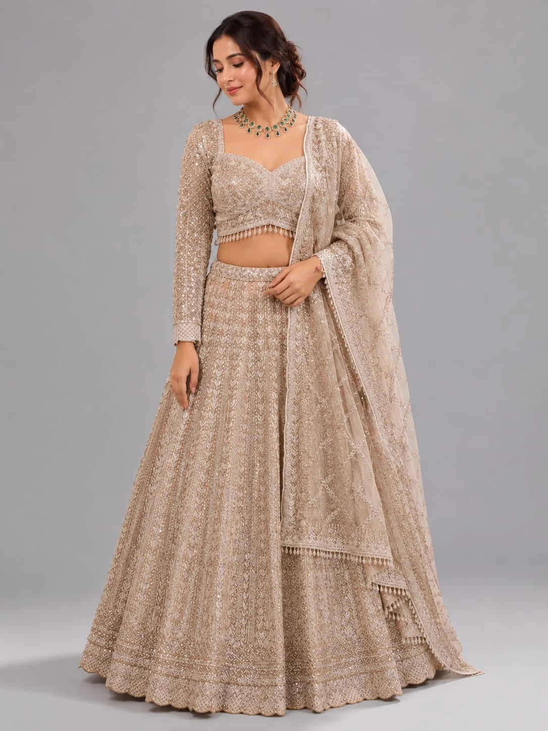 designer gold lehenga