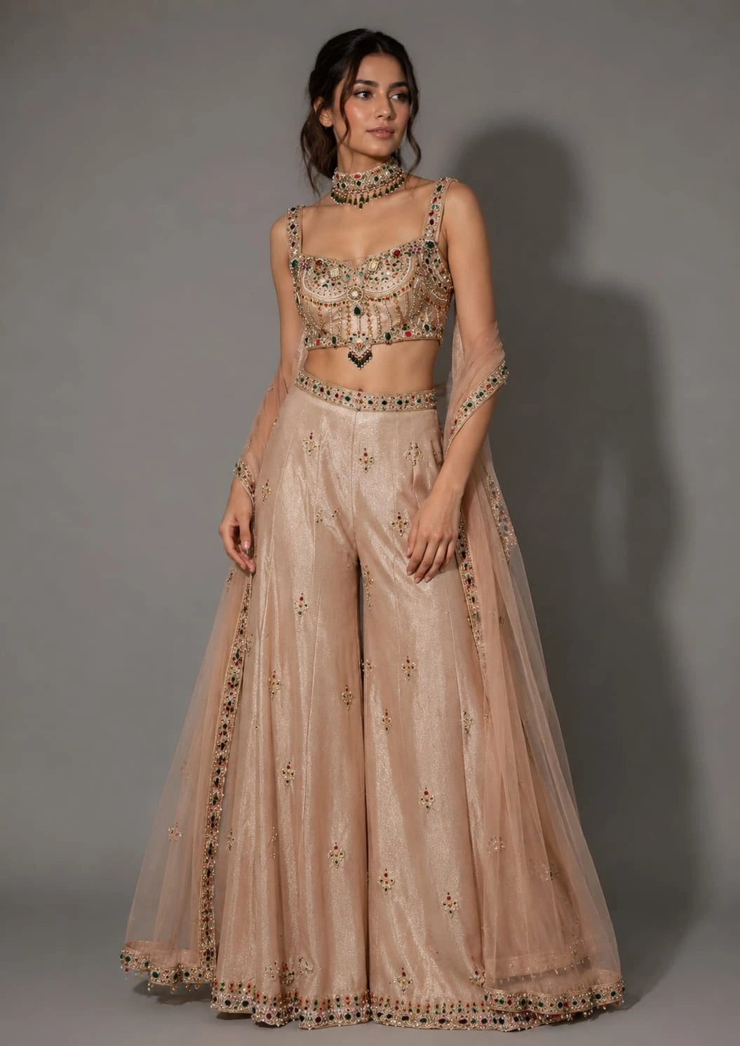 gold traditional sharara set