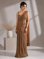 coffee brown drape saree