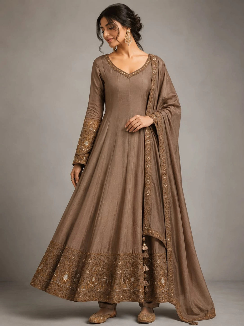 mauve suit set with dupatta