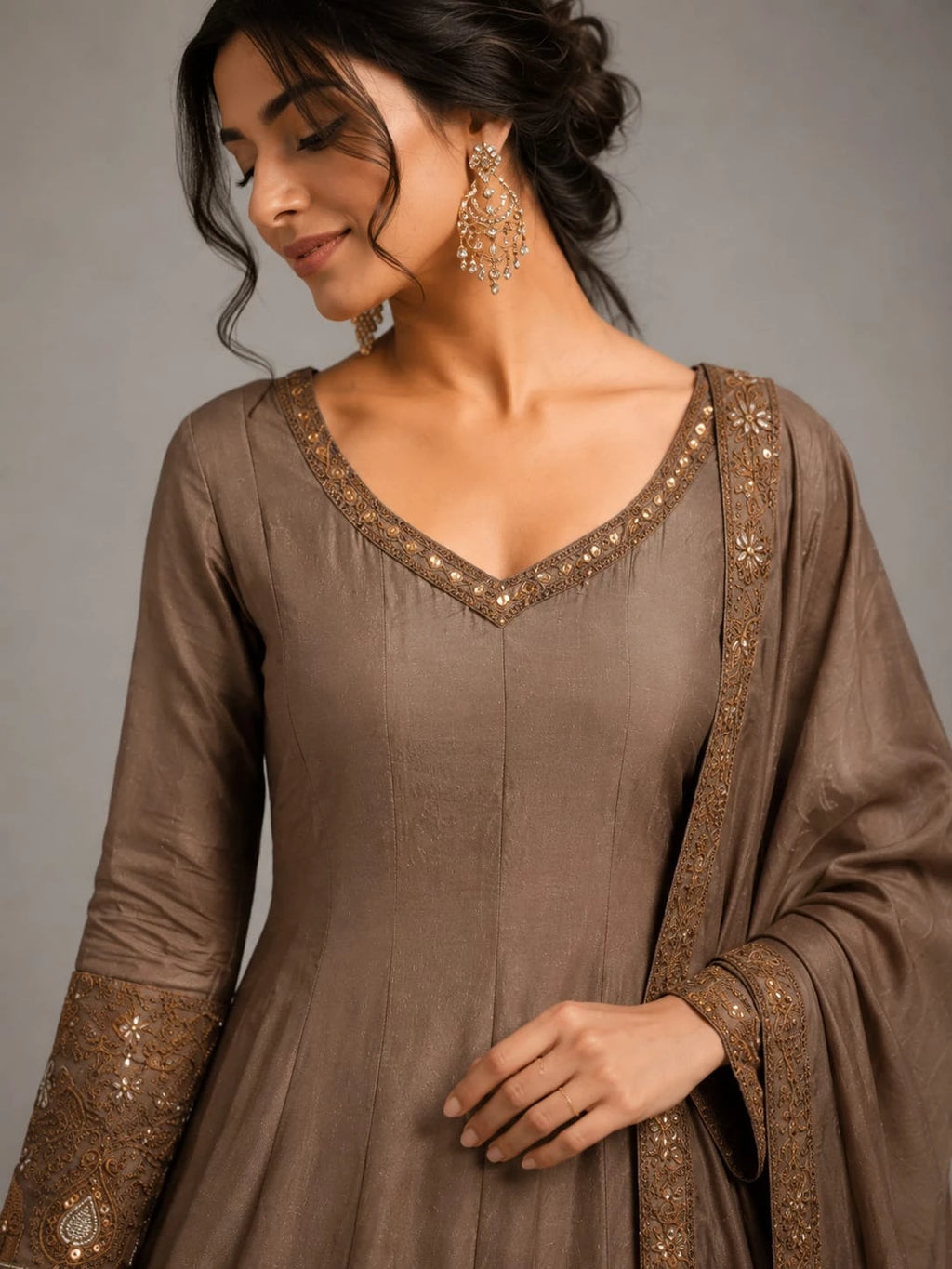 mauve suit set with dupatta