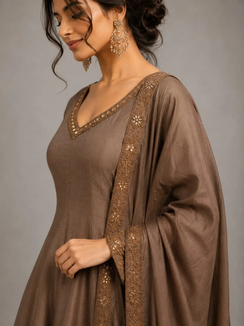 mauve suit set with dupatta