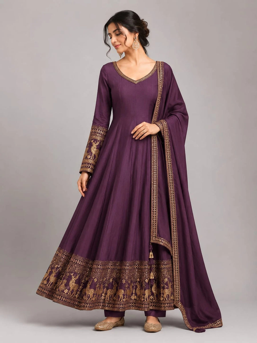 wine suit set with dupatta