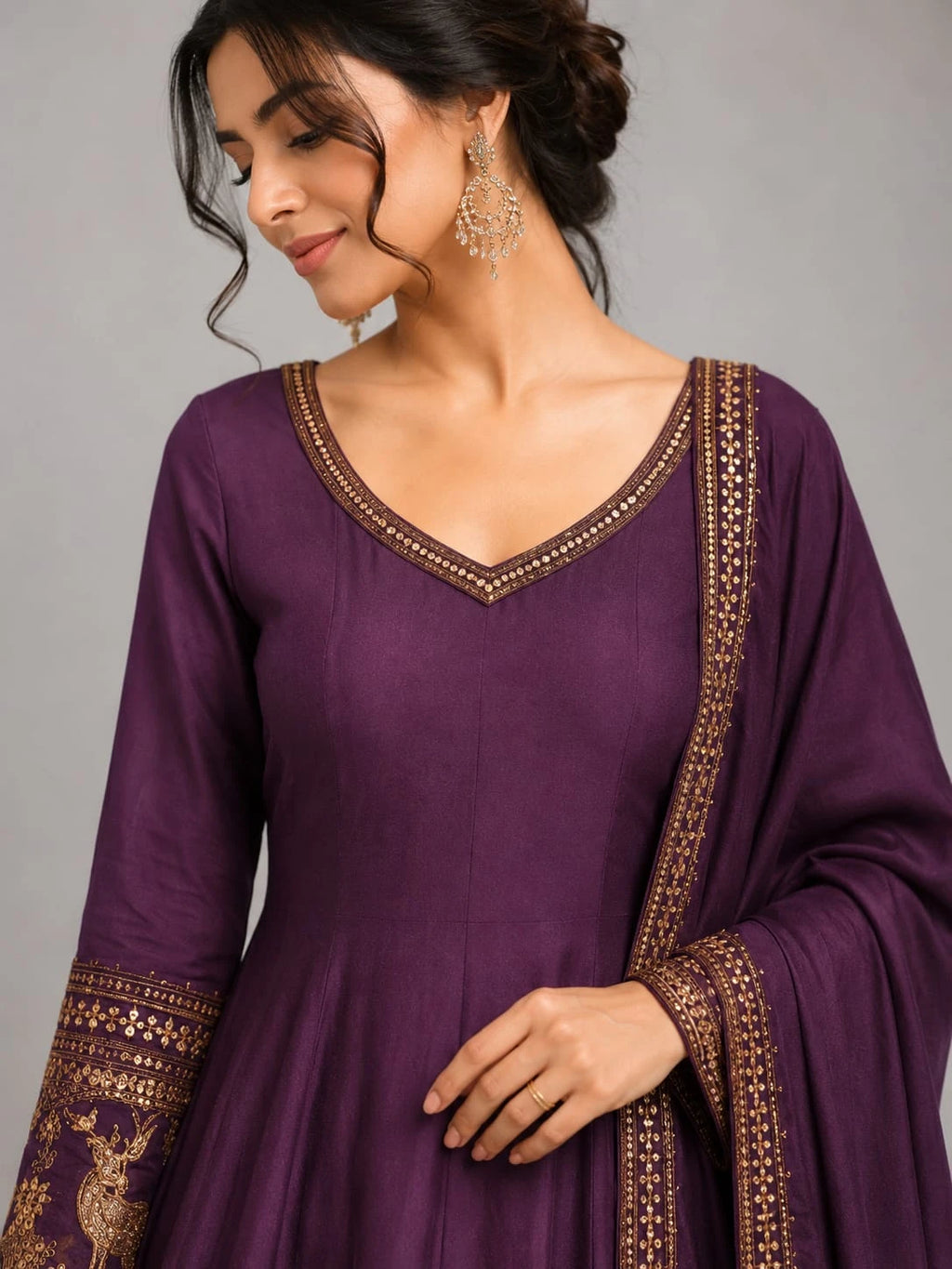 wine suit set with dupatta