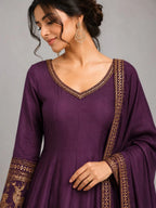 wine suit set with dupatta