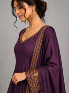 wine suit set with dupatta