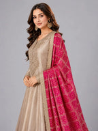 grey embroidered anarkali suit set