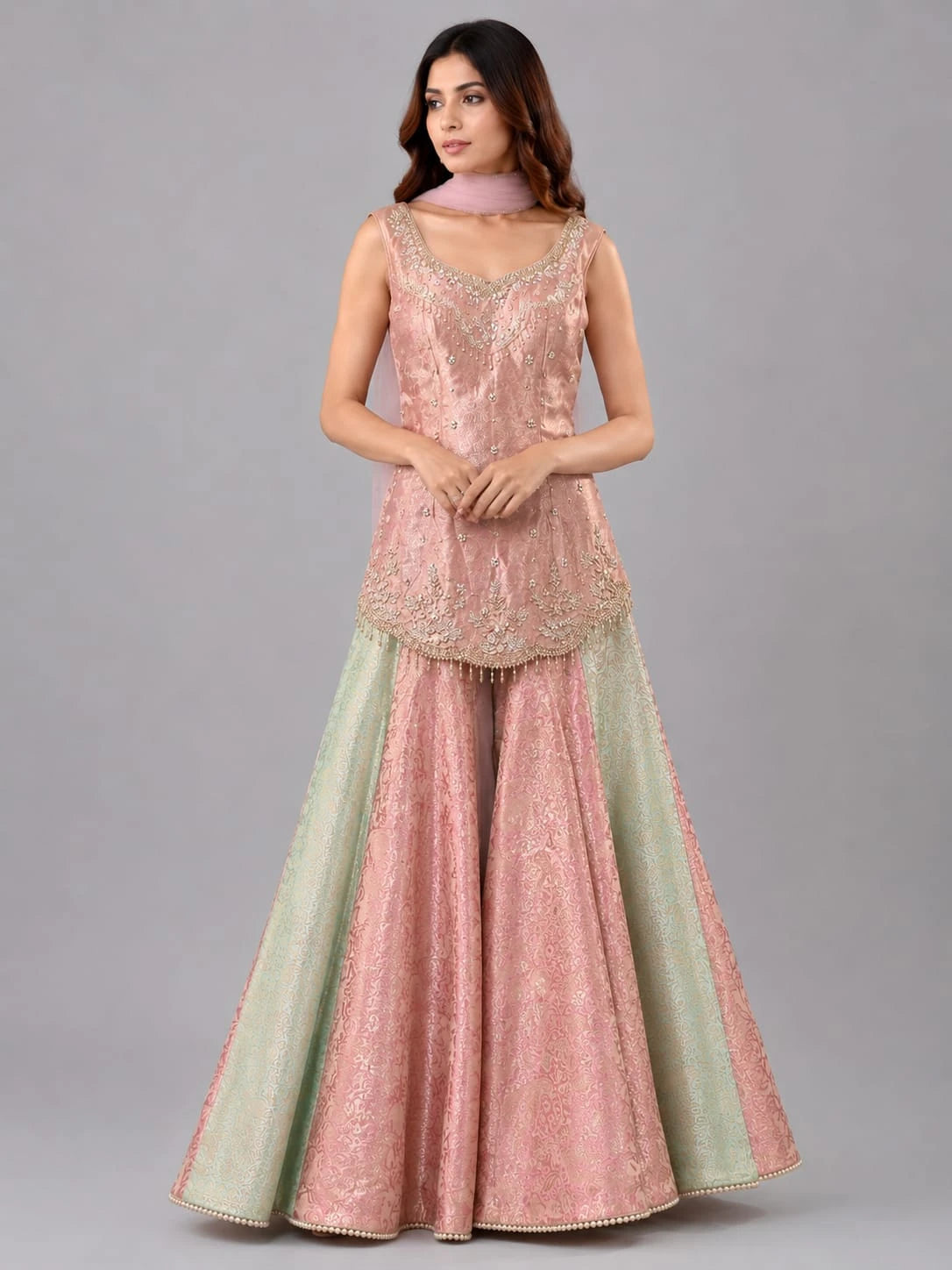 pink flared sharara pants