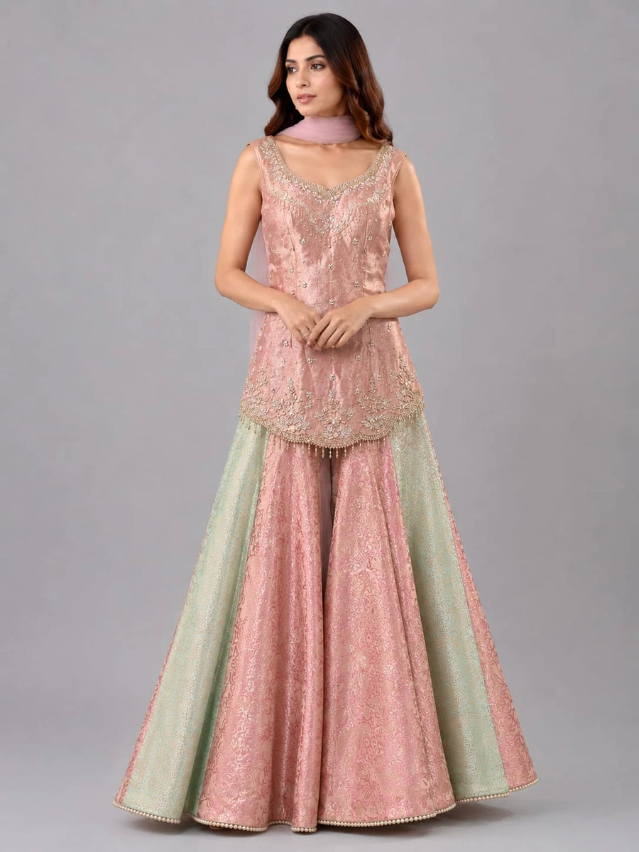 pink flared sharara pants