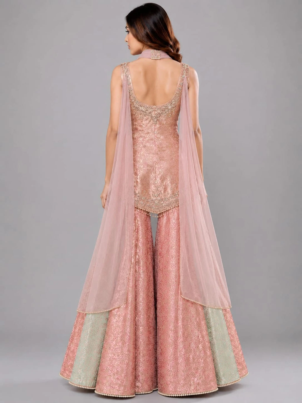 pink flared sharara pants