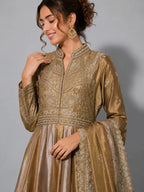 gold anarkali suit