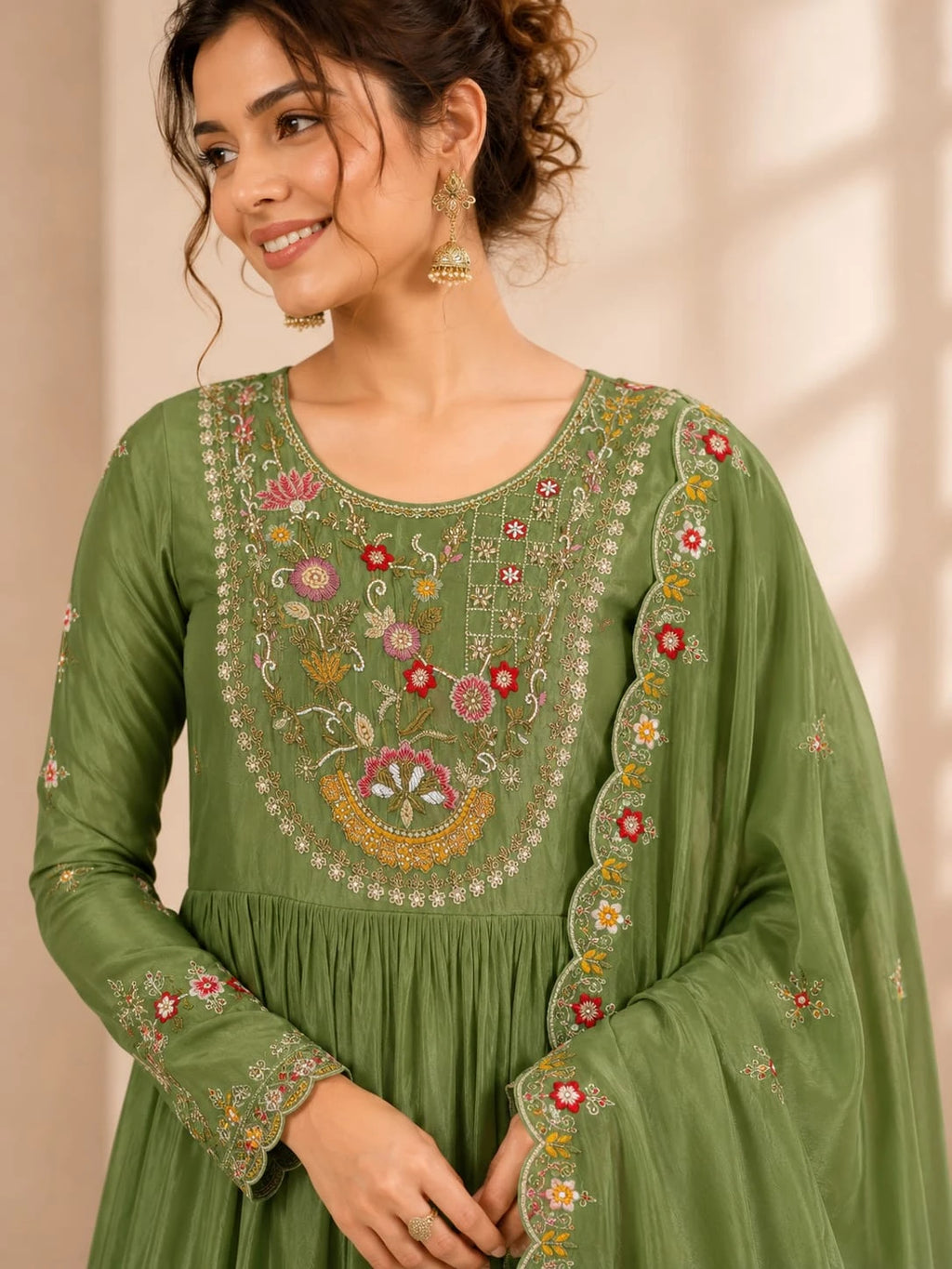 green suit set with dupatta