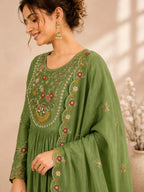 green suit set with dupatta