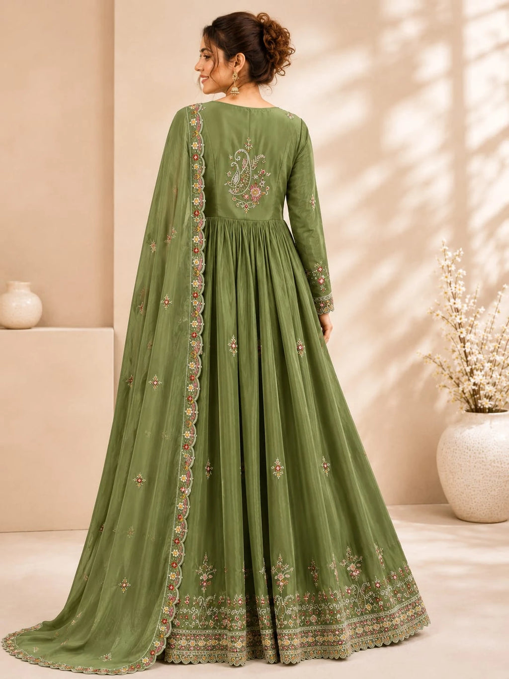 green suit set with dupatta