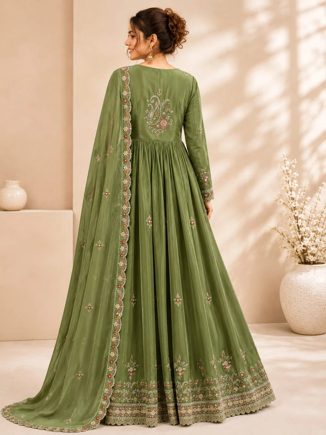 green suit set with dupatta