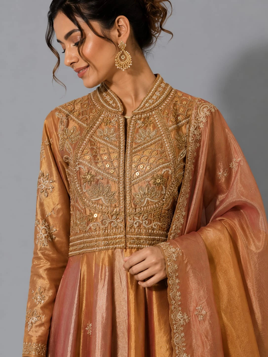 gold embroidered anarkali