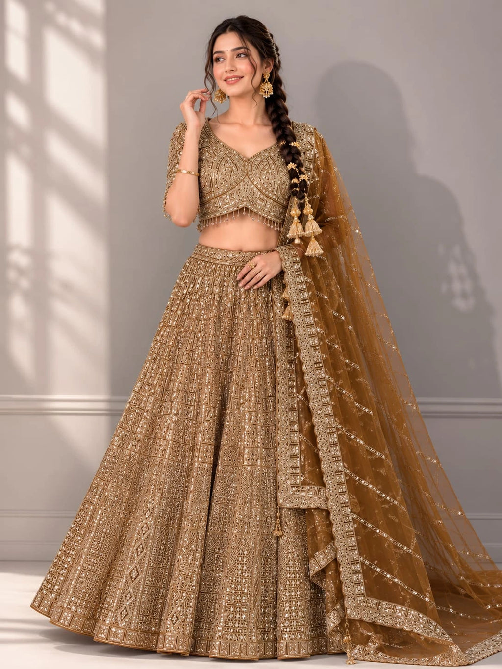 Brown wedding lehenga