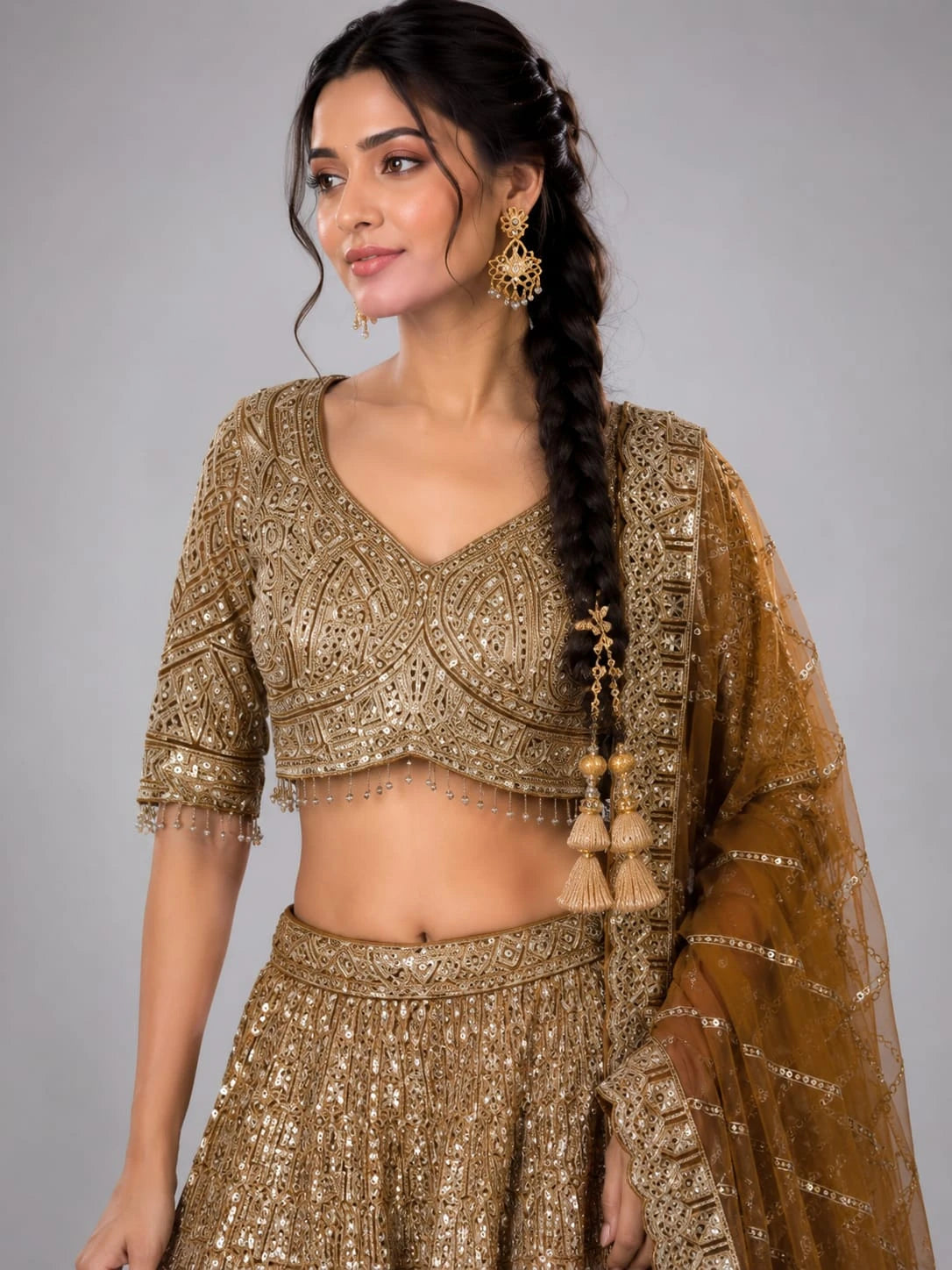 Brown wedding lehenga
