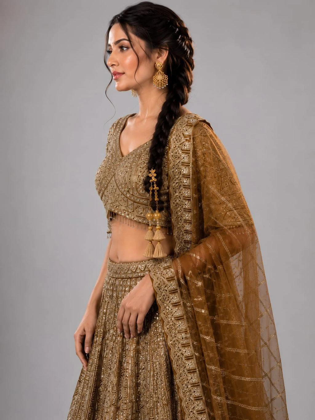 Brown wedding lehenga