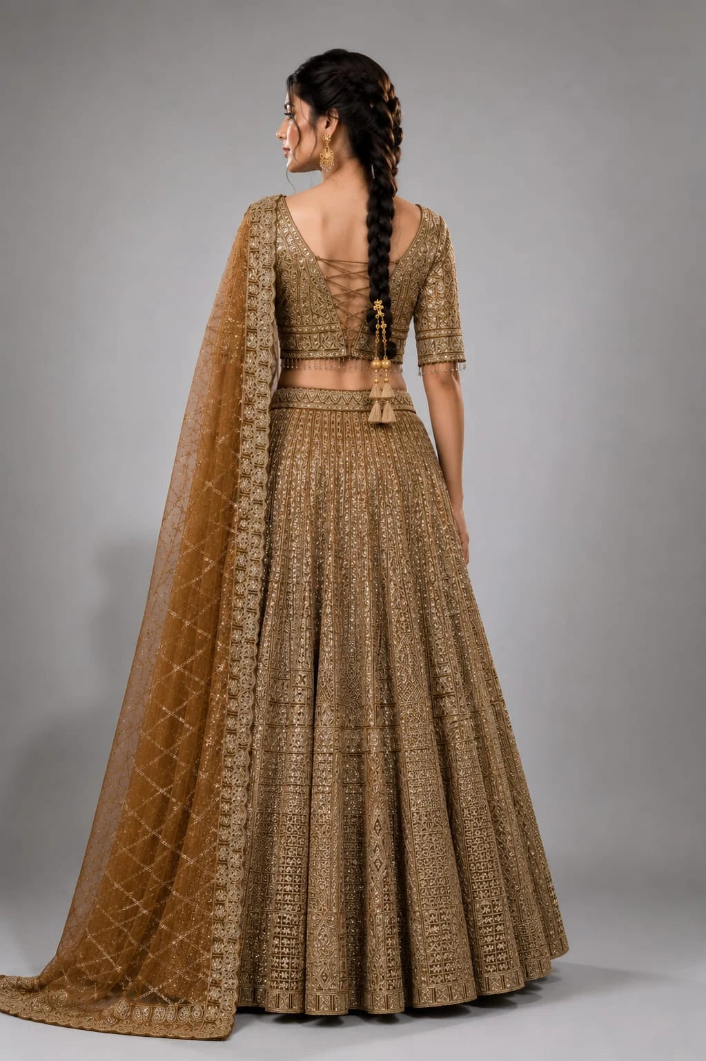 Brown wedding lehenga