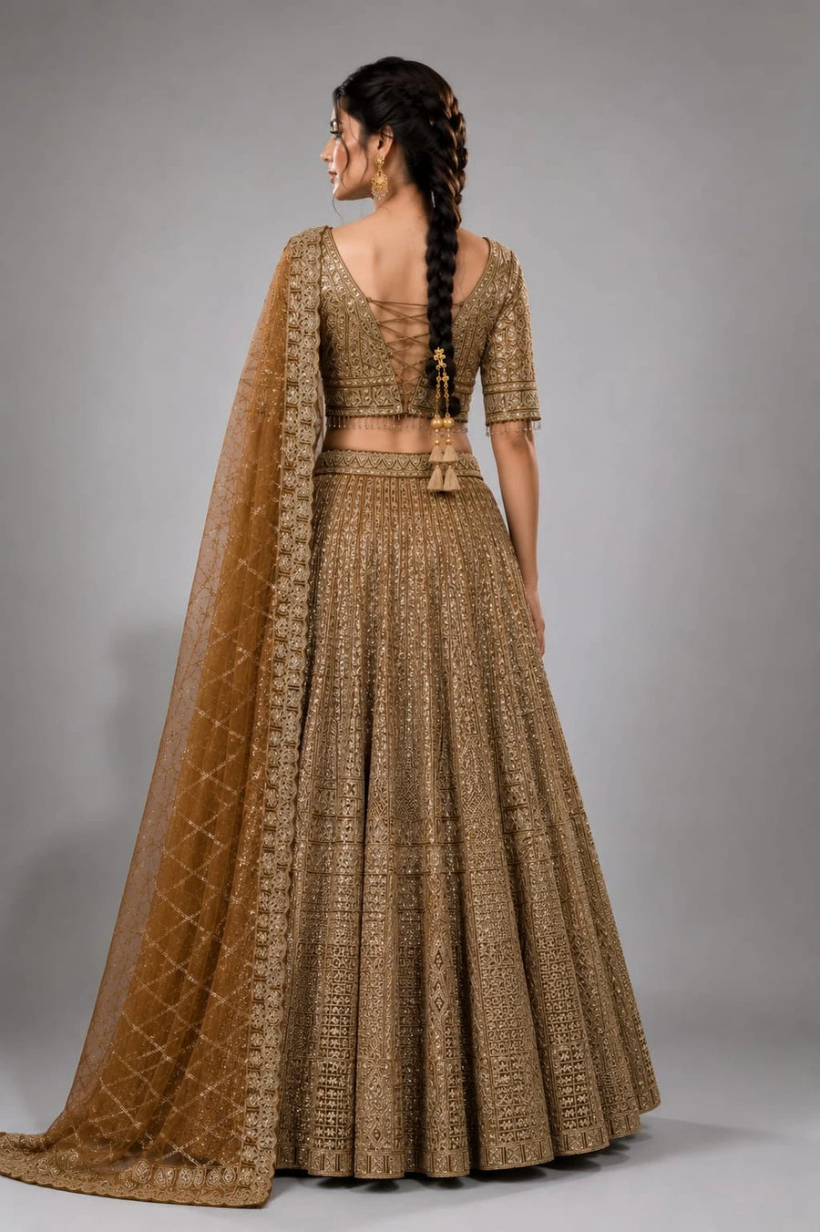 Brown wedding lehenga