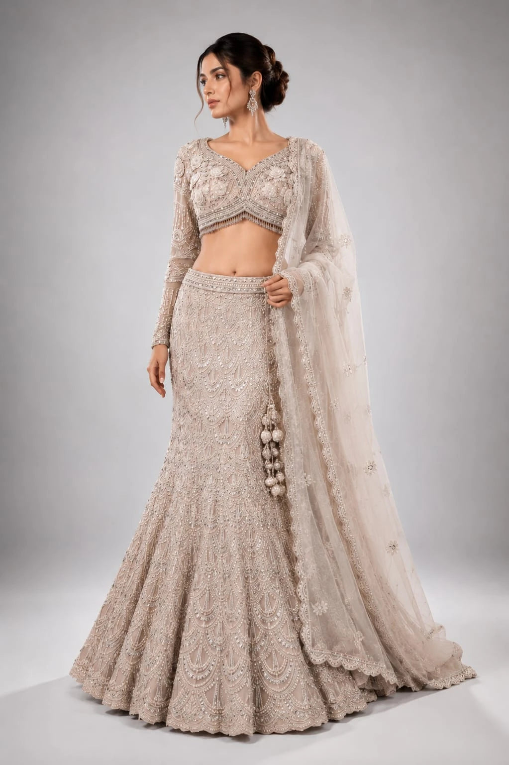 Peach wedding outfit