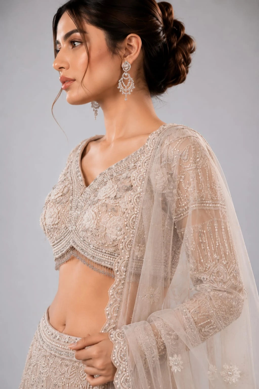 Peach wedding outfit