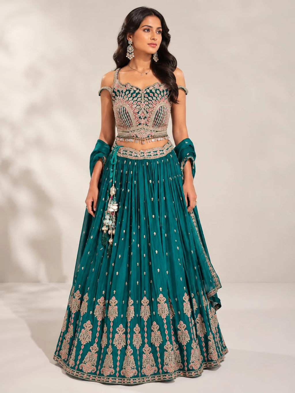 women's green lehenga