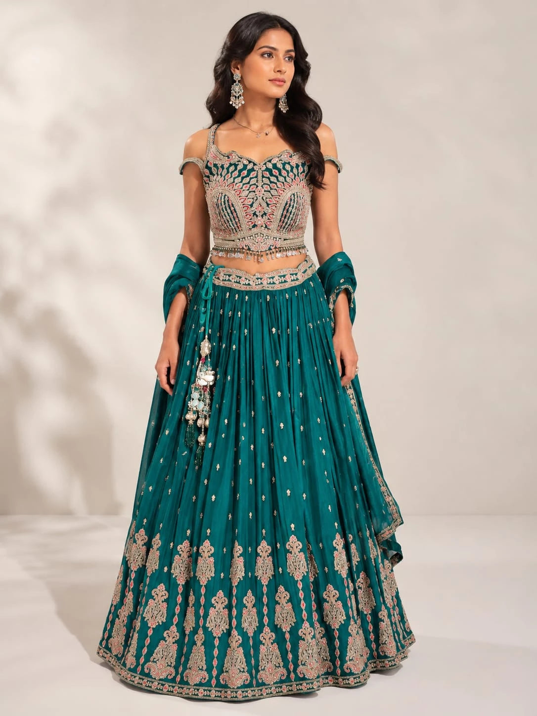 women's green lehenga