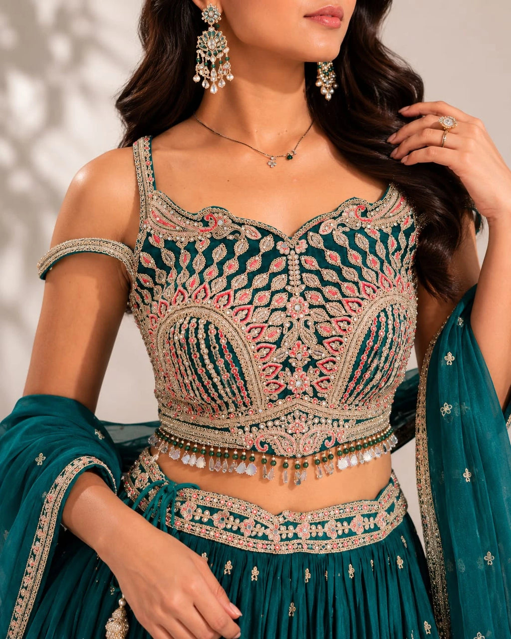 women's green lehenga