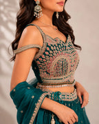 women's green lehenga