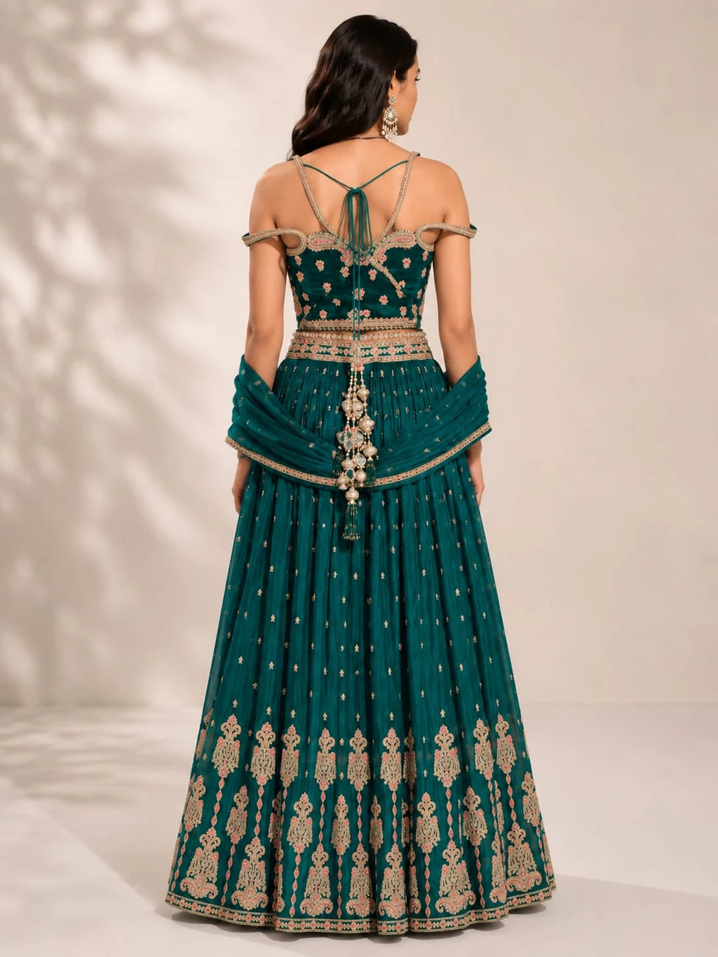 women's green lehenga