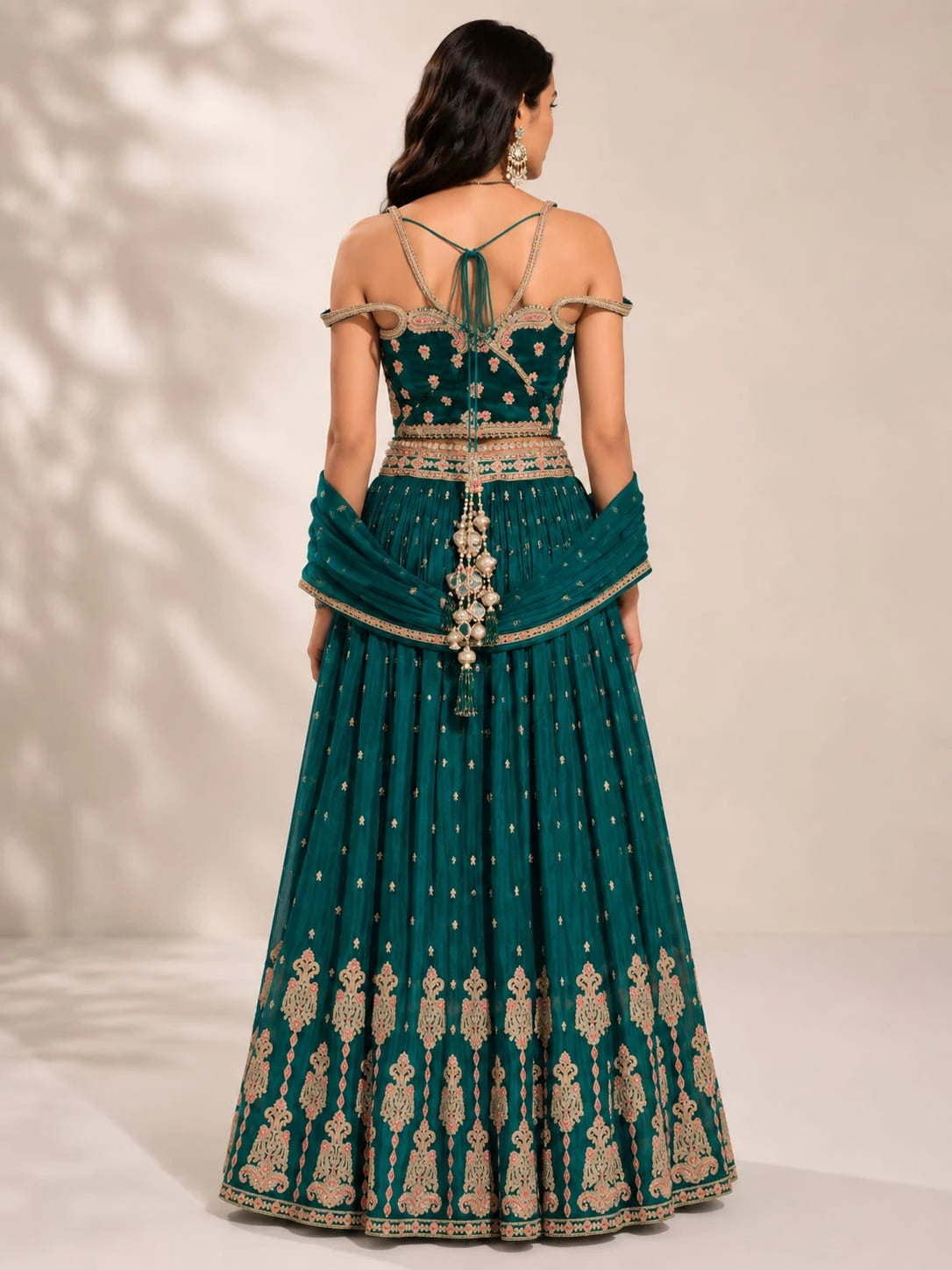 women's green lehenga