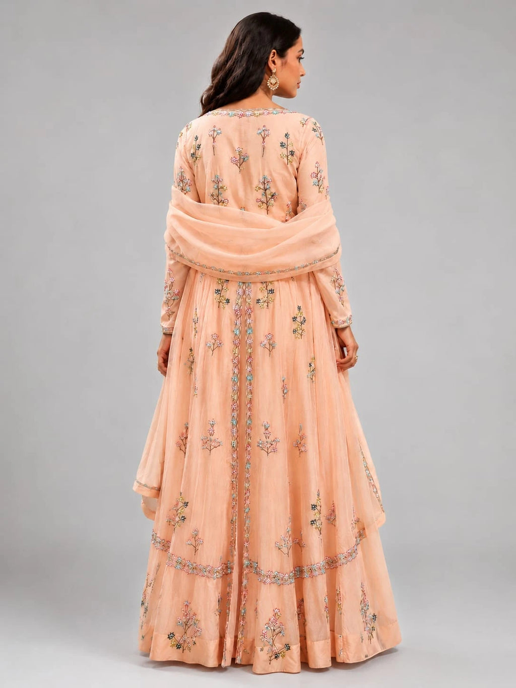 peach indo western dress