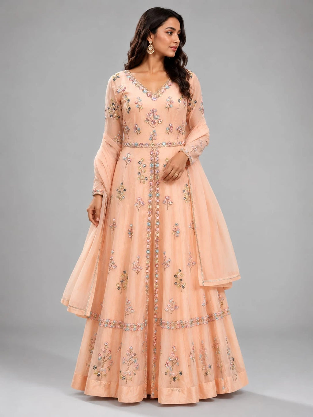 peach indo western dress