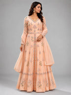 peach indo western dress