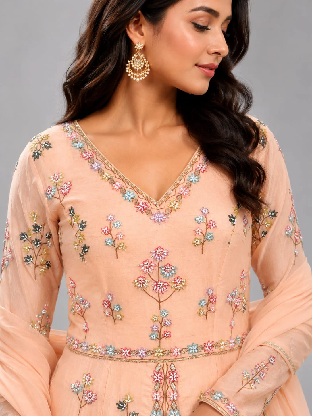 peach indo western dress