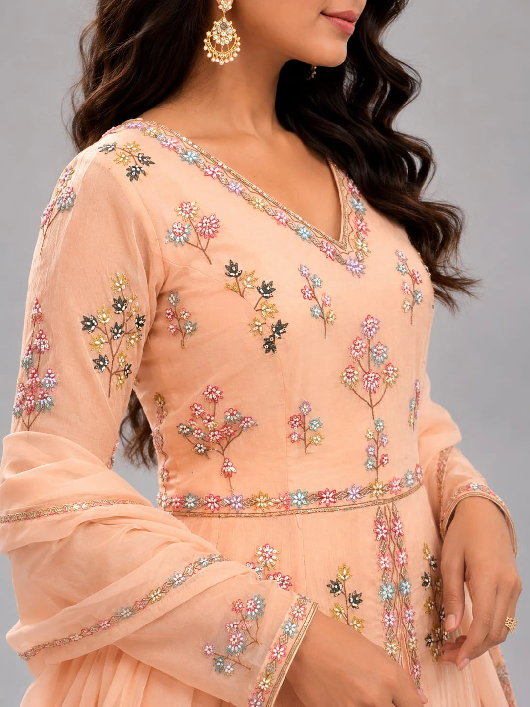 peach indo western dress